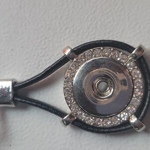 #D Black and Silver Pendant Necklace 18mm Snap Necklace